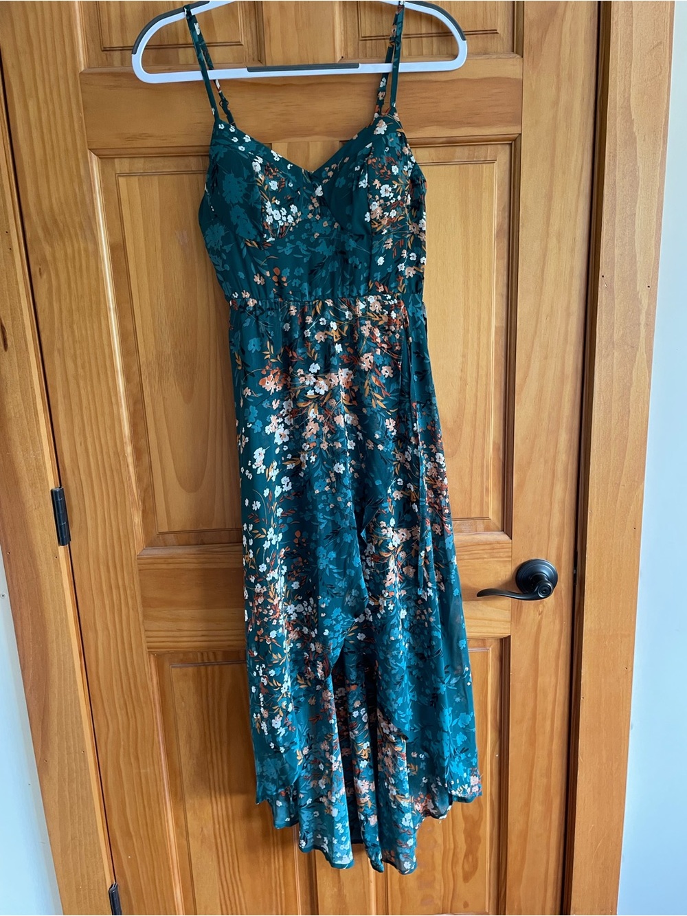 Lily Rose Floral High Low Midi Dress | Green Chiffon | Size Small | NWT